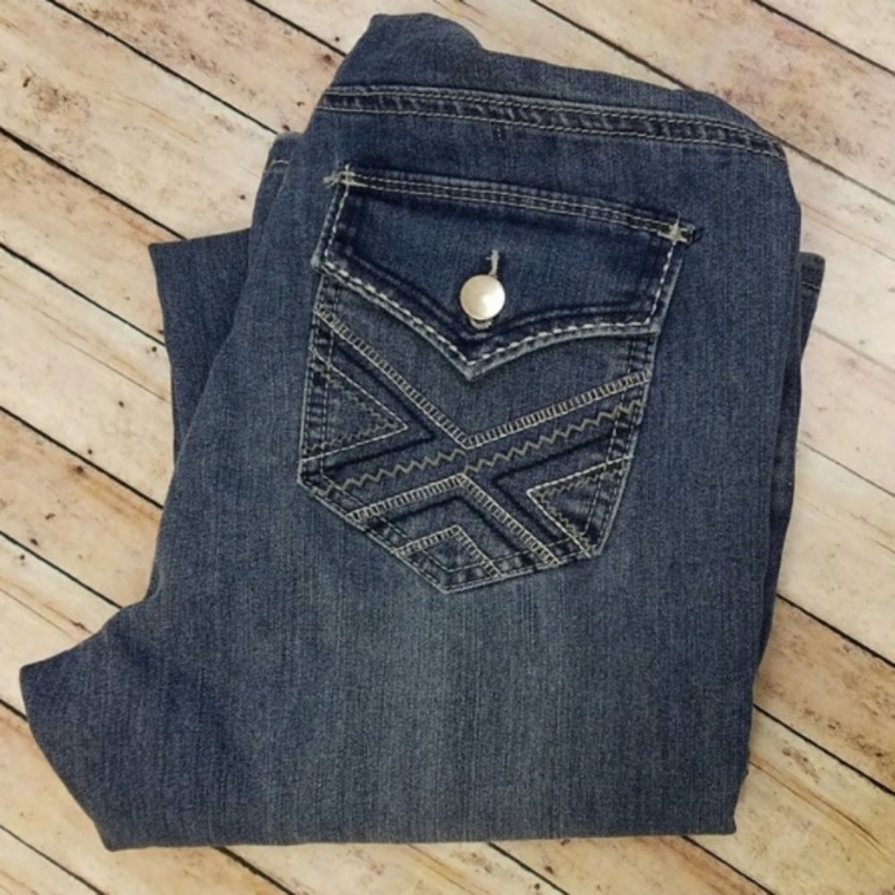 Button Flap Pocket Bootcut Maternity Jeans